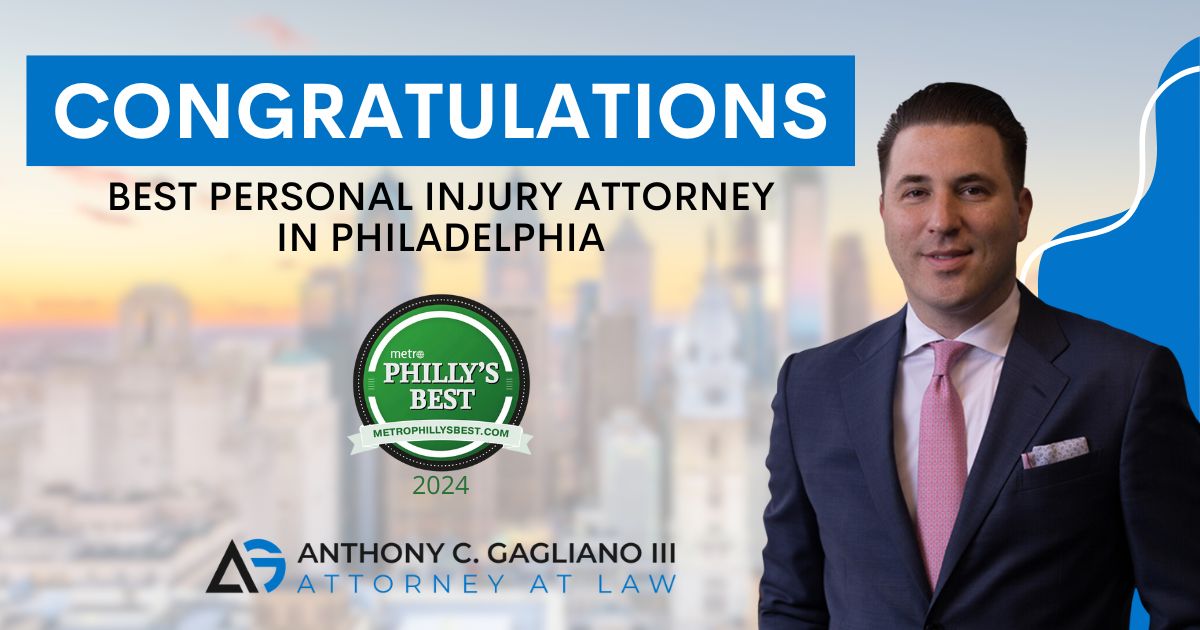 Anthony Gagliano voted Metro Philly's Best Personal Injury Attorney in 2024